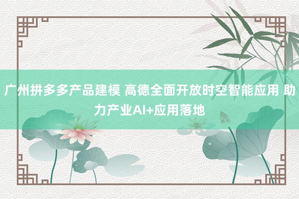 广州拼多多产品建模 高德全面开放时空智能应用 助力产业AI+应用落地