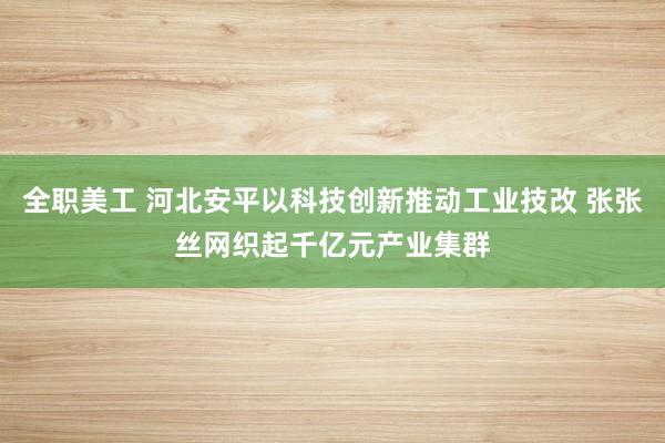 全职美工 河北安平以科技创新推动工业技改 张张丝网织起千亿元产业集群